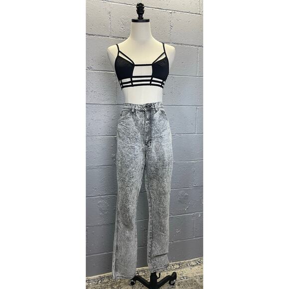 Vintage 1980s Gray Acid Wash Stonewashed Spandex Jeans High Waist - Picture 5 of 10